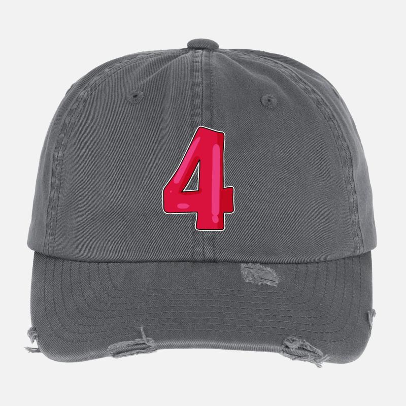 Zahl Nummer Vier 4 Flexfit Vintage Destroyed Cap