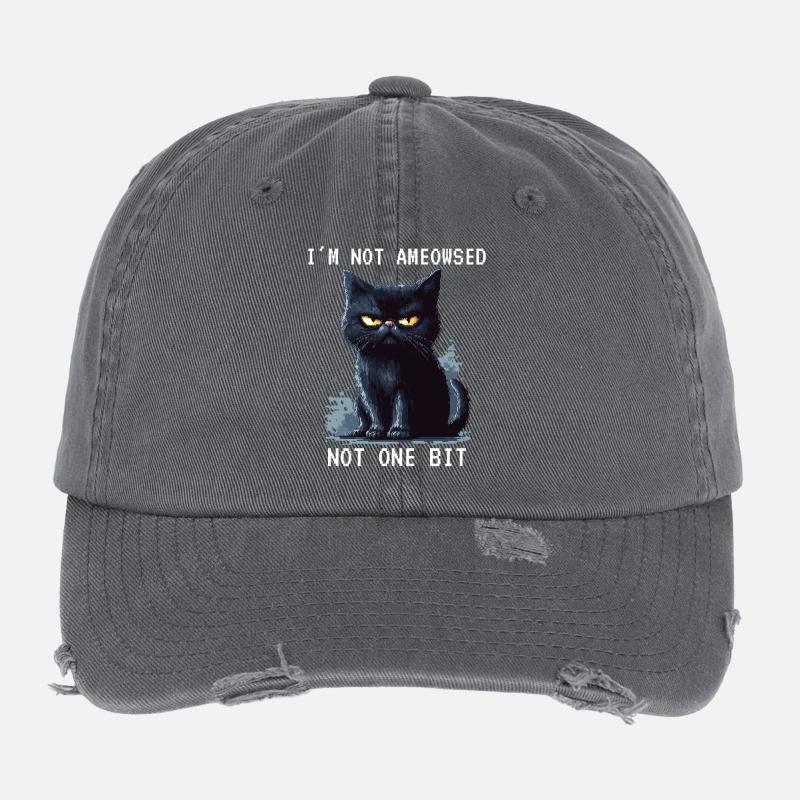 I'm Not Ameowsed Schwarze Katze Pixelart Pixel Flexfit Vintage Destroyed Cap