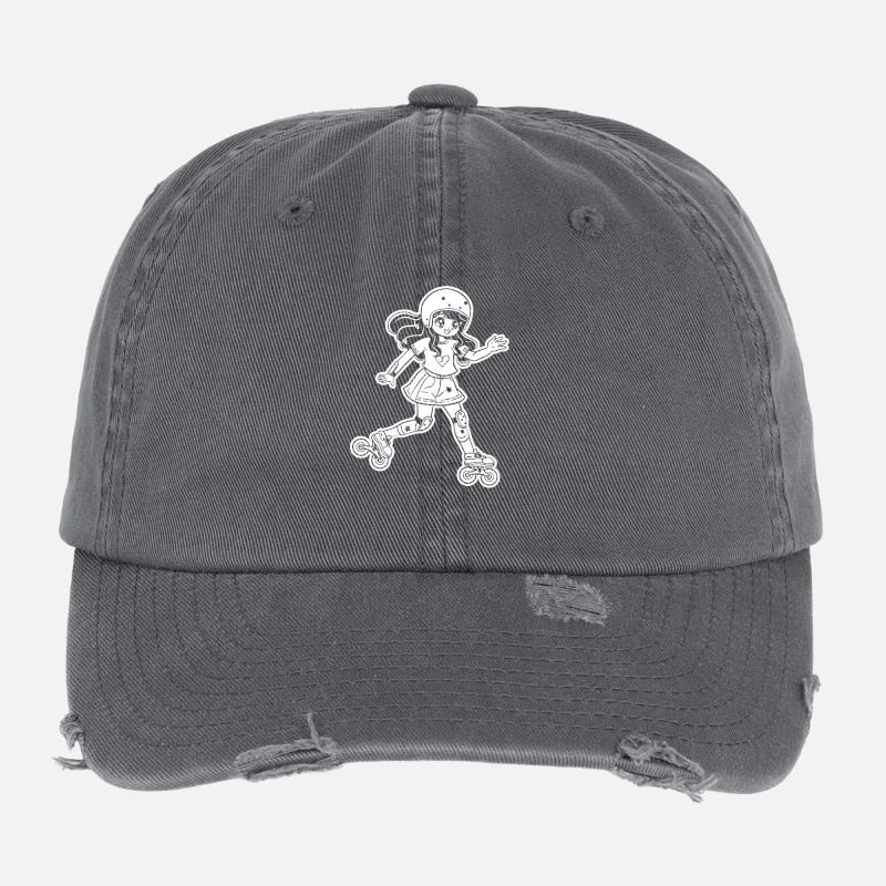 Rollschuh Mädchen Cartoon Flexfit Vintage Destroyed Cap