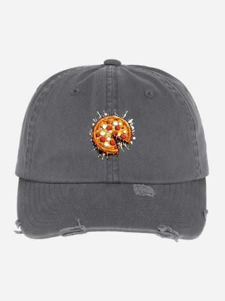 Pizza Graphic - Flexfit Vintage Destroyed Cap - dark grey - Front