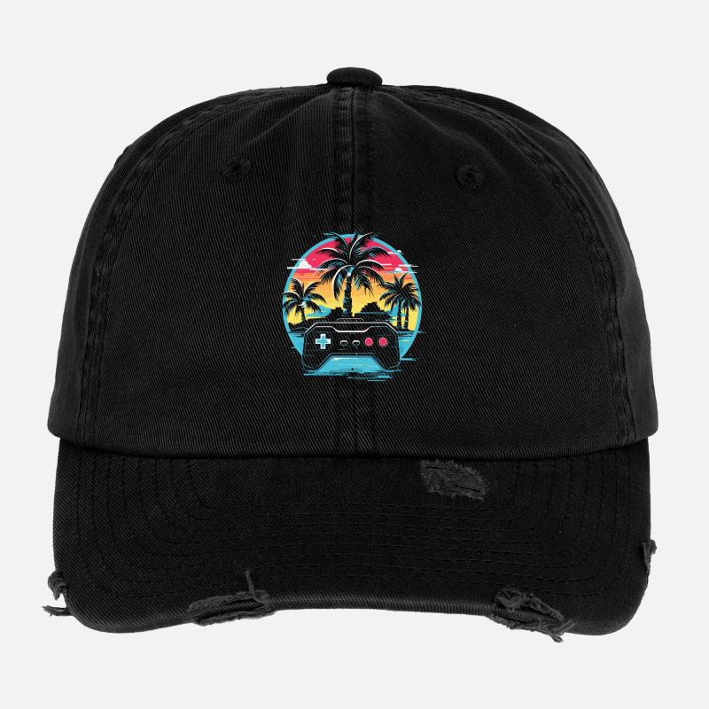 Jeux Vidéo Vaporwave Casquette vintage effet usé Flexfit