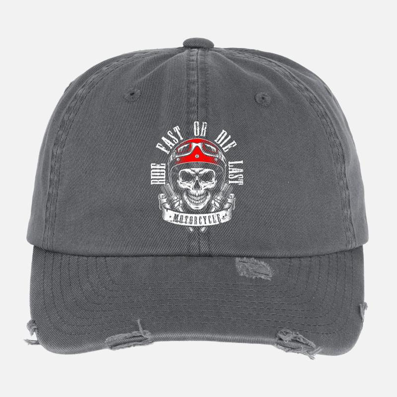 Fahre schnell oder stirb Skull Moto Art Flexfit Vintage Destroyed Cap