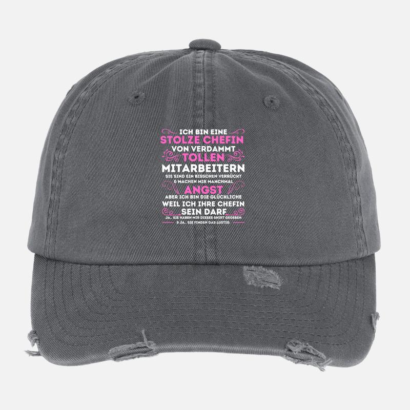 STOLZE CHEFIN VON VERDAMMT TOLLEN MITARBEITERN Flexfit Vintage Destroyed Cap
