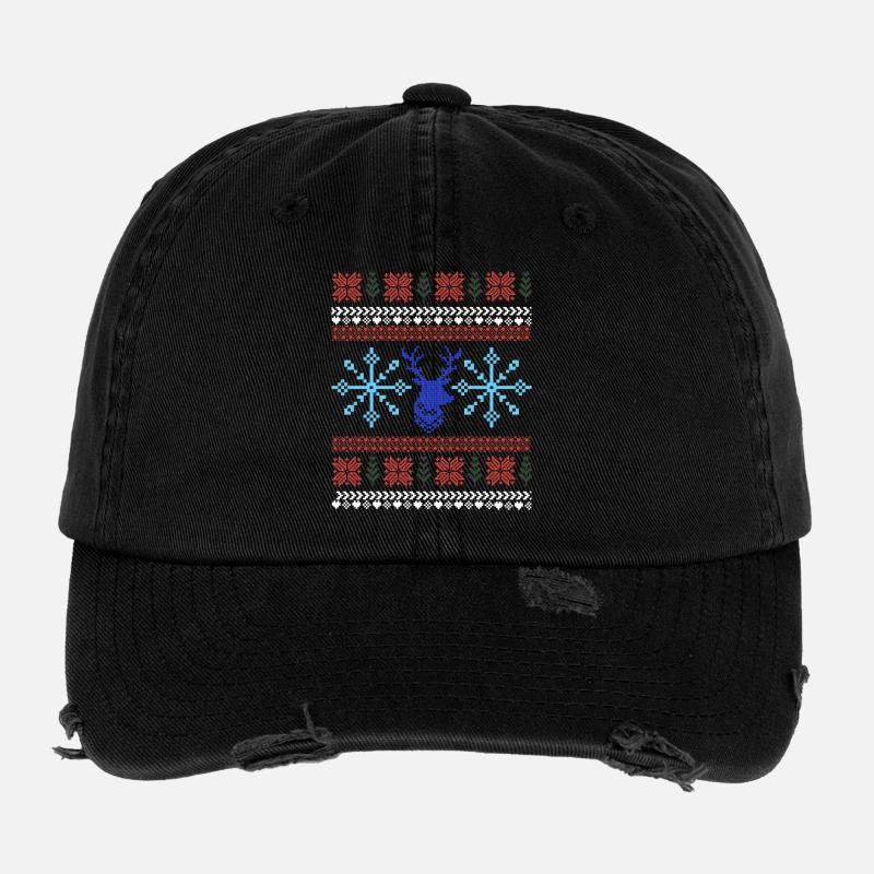 Motif Noël Pixel Casquette vintage effet usé Flexfit