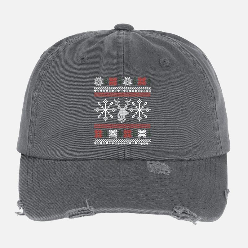 Retro Weihnachtsmuster Flexfit Vintage Destroyed Cap