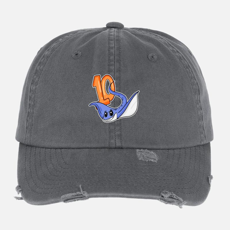 10e anniversaire Motif Stingray - dix - 10 ans Casquette vintage effet usé Flexfit