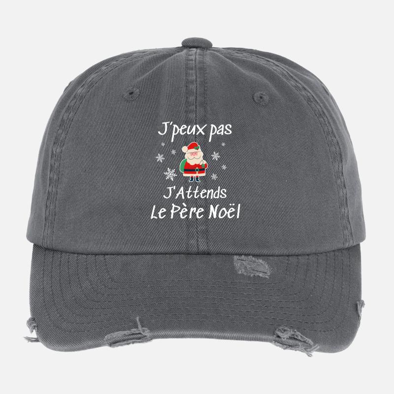 I can't I am waiting for Santa Claus Flexfit Vintage Destroyed Cap