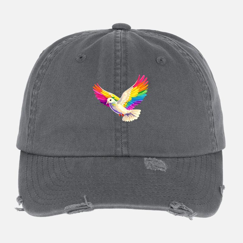 Dove White Peace Peace Wood Dove White Doves Flexfit Vintage Destroyed Cap