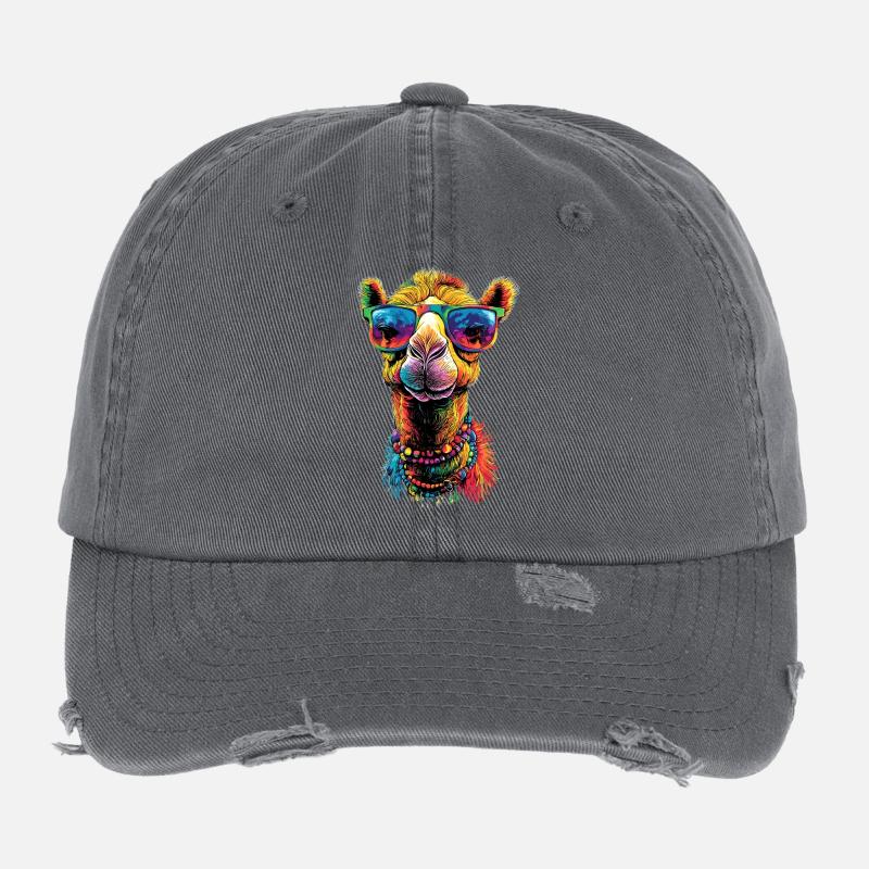 Kamel Dromedar Trampeltier Camel Geschenk Kamele Flexfit Vintage Destroyed Cap