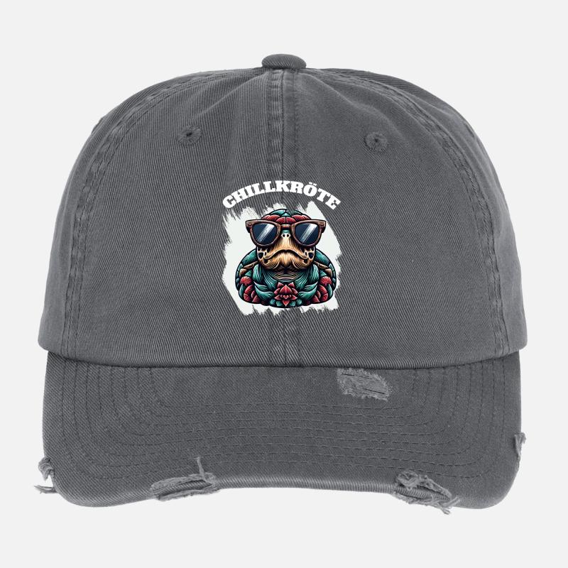 Kollektive Schildkrötenkunst mit Sonnenbrille Flexfit Vintage Destroyed Cap