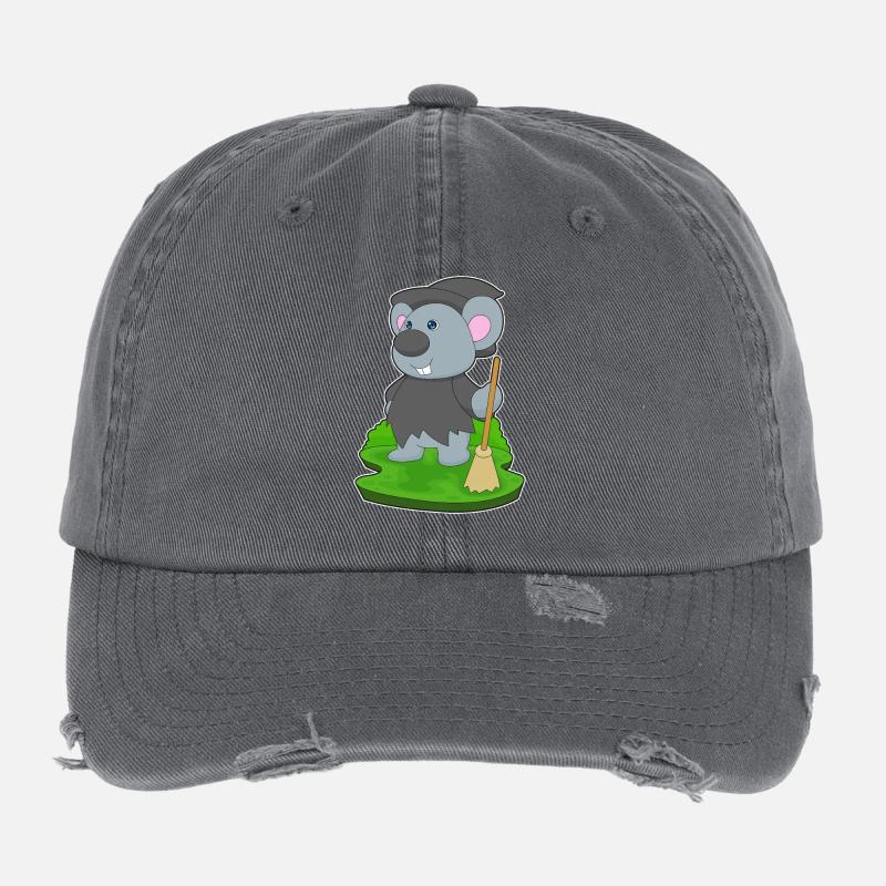 Maus Hexe Besen Flexfit Vintage Destroyed Cap