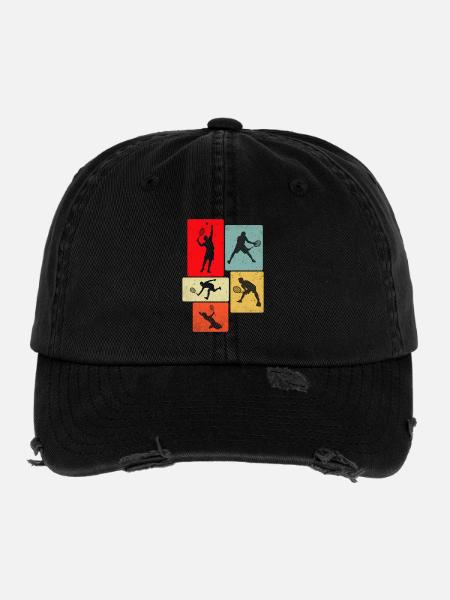 Retro Playing Tennis - Flexfit Vintage Destroyed Cap - black - Front