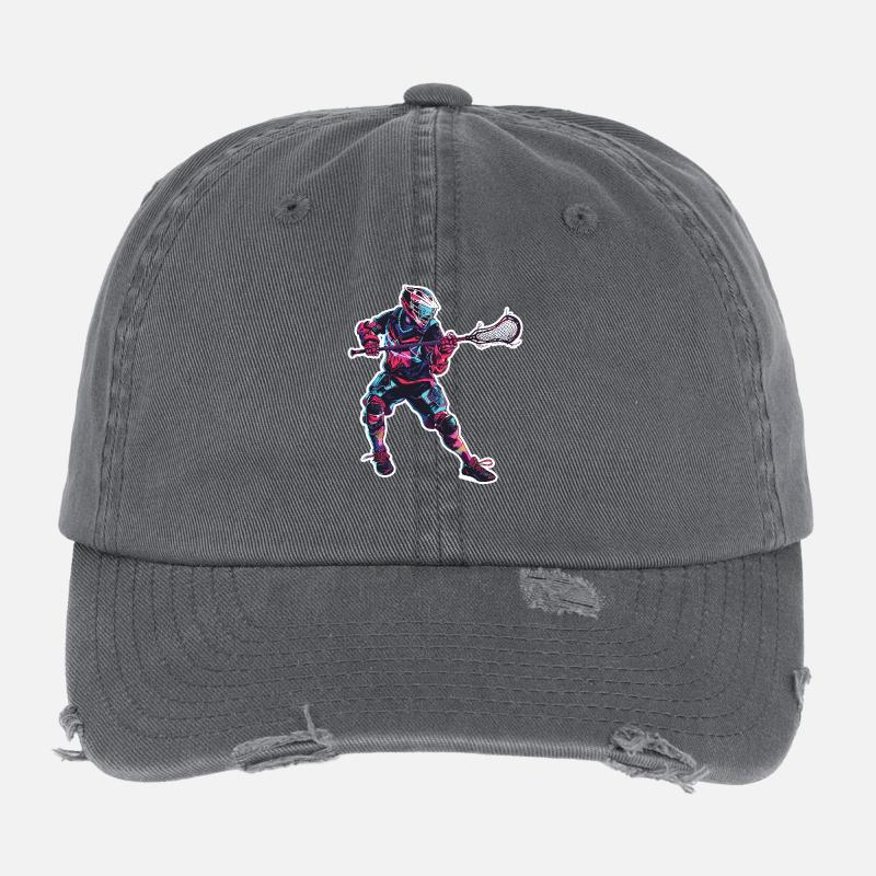 Graphiques de joueur de crosse Casquette vintage effet usé Flexfit