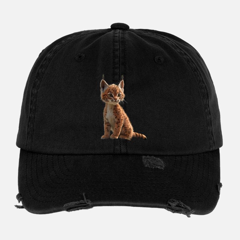 Lynx Wildcat Big Cats Cats Cute Lynx Flexfit Vintage Destroyed Cap