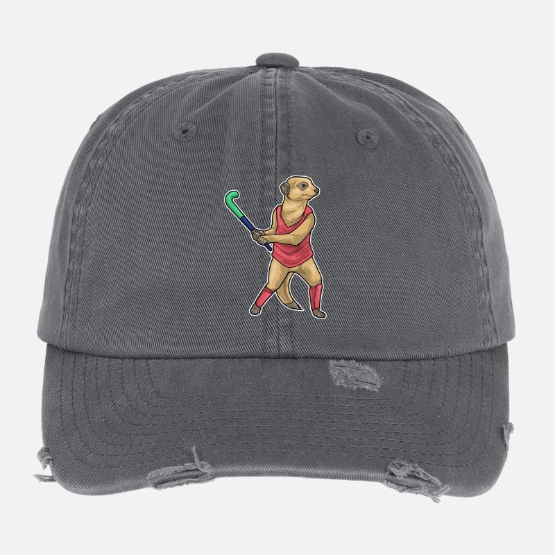 Erdmännchen Feldhockey Hockeyschläger Flexfit Vintage Destroyed Cap