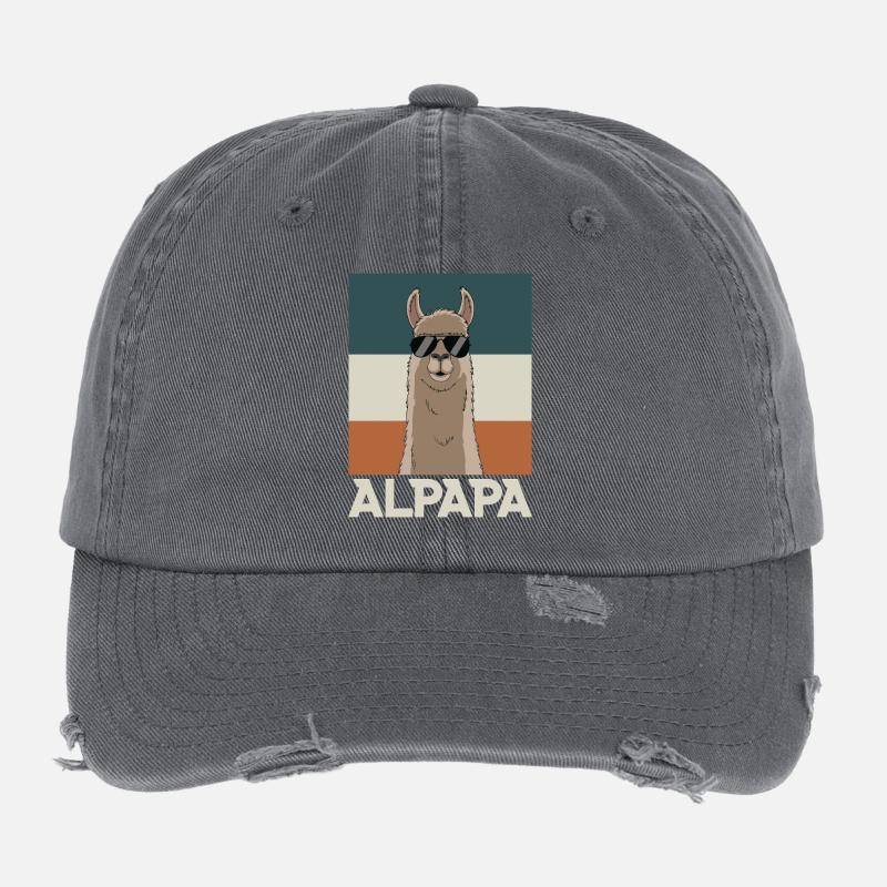 Dad Alpaca Dad Funny Llama Father's Day Gift Flexfit Vintage Destroyed Cap
