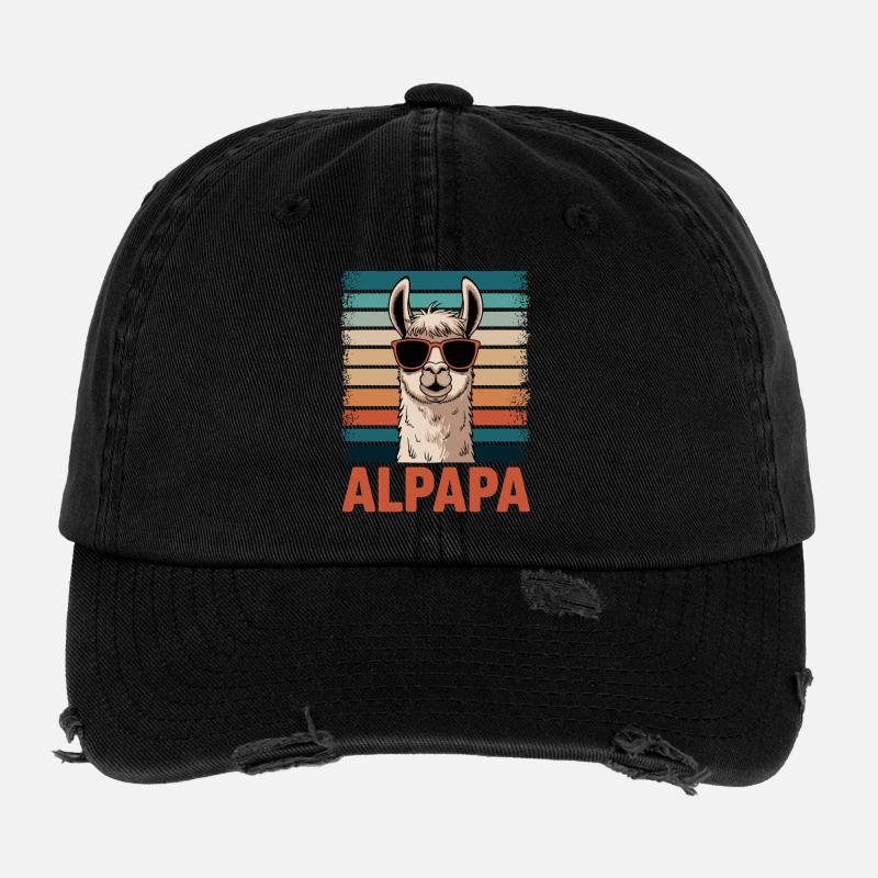Dad Alpaca Dad Funny Llama Father's Day Gift Flexfit Vintage Destroyed Cap