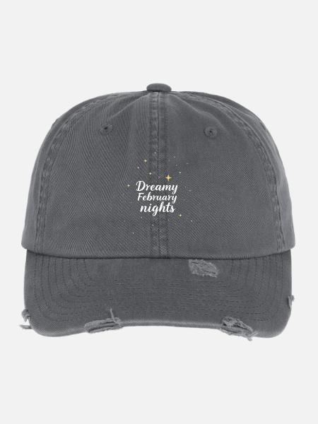 Traumhafte Februarnächte - Flexfit Vintage Destroyed Cap - Dunkelgrau - Vorne