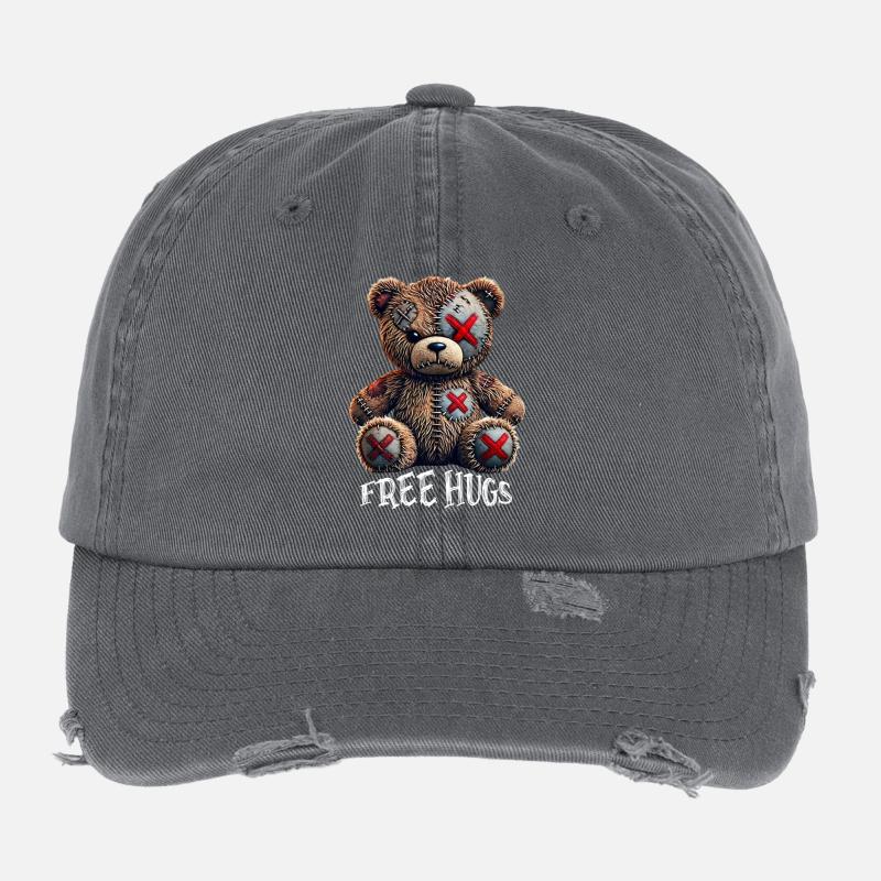 Kostenlose Umarmungen Teddybär Flexfit Vintage Destroyed Cap