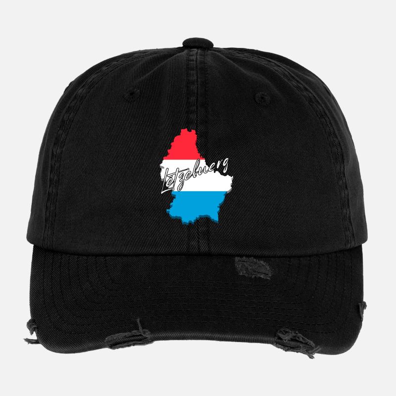 Luxembourg Pride, Luxemburger Flagge Flexfit Vintage Destroyed Cap