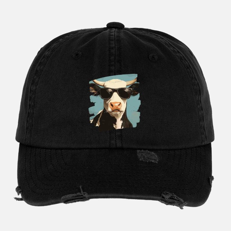 Éleveur de vaches - Casquette vintage effet usé Flexfit - noir
