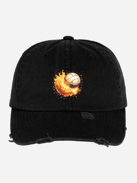 Feu brûlant de volley-ball - Casquette vintage effet usé Flexfit - noir