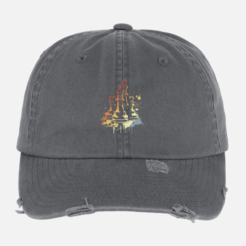 Chess Pieces Graffiti Flexfit Vintage Destroyed Cap