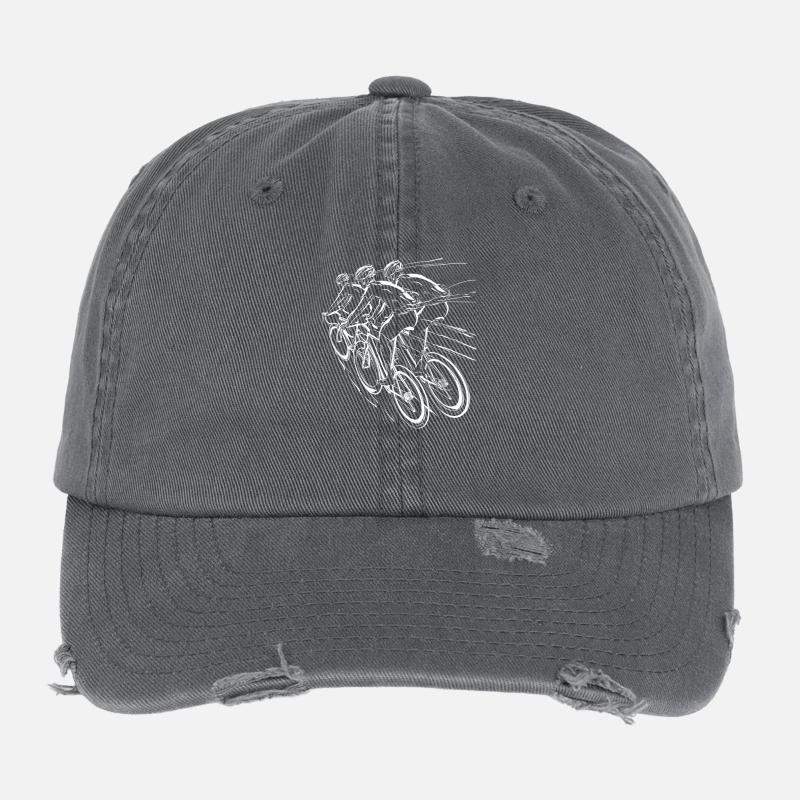 Road Cyclist Sketch Flexfit Vintage Destroyed Cap