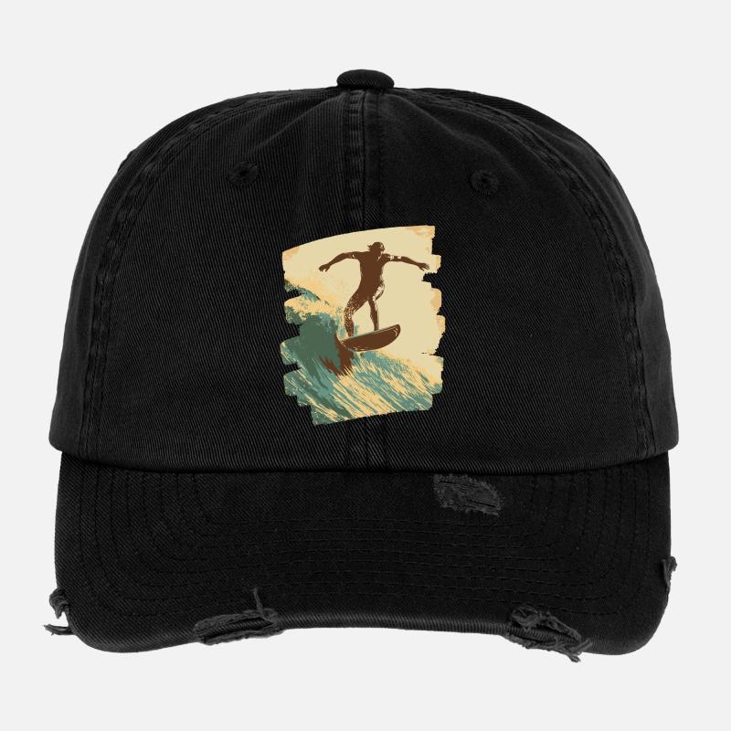 Surfer - Flexfit Vintage Destroyed Cap - Schwarz