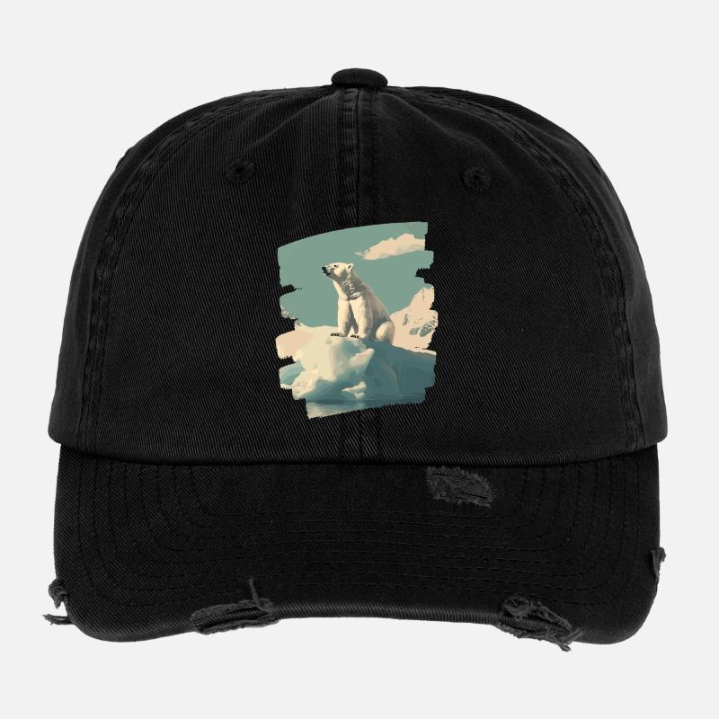 Ours blanc Casquette vintage effet usé Flexfit