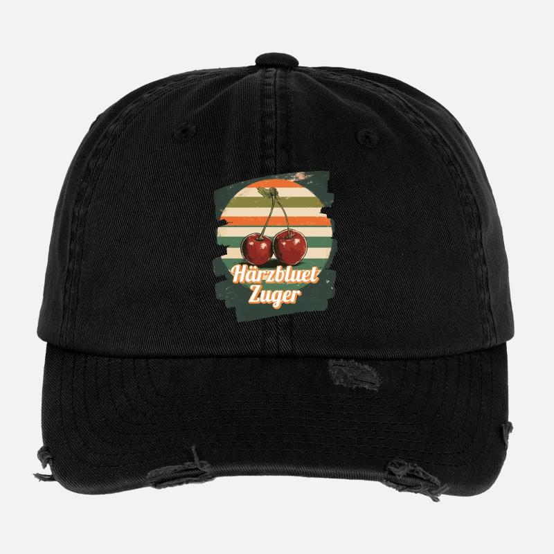 Härzbluetzuger Zuger Chriesi Cherries Canton Zug Flexfit Vintage Destroyed Cap