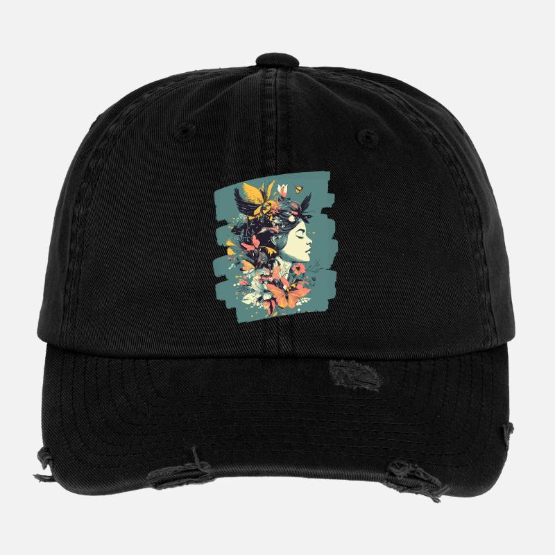 Frühling Frühlingsanfang Blumen Flexfit Vintage Destroyed Cap