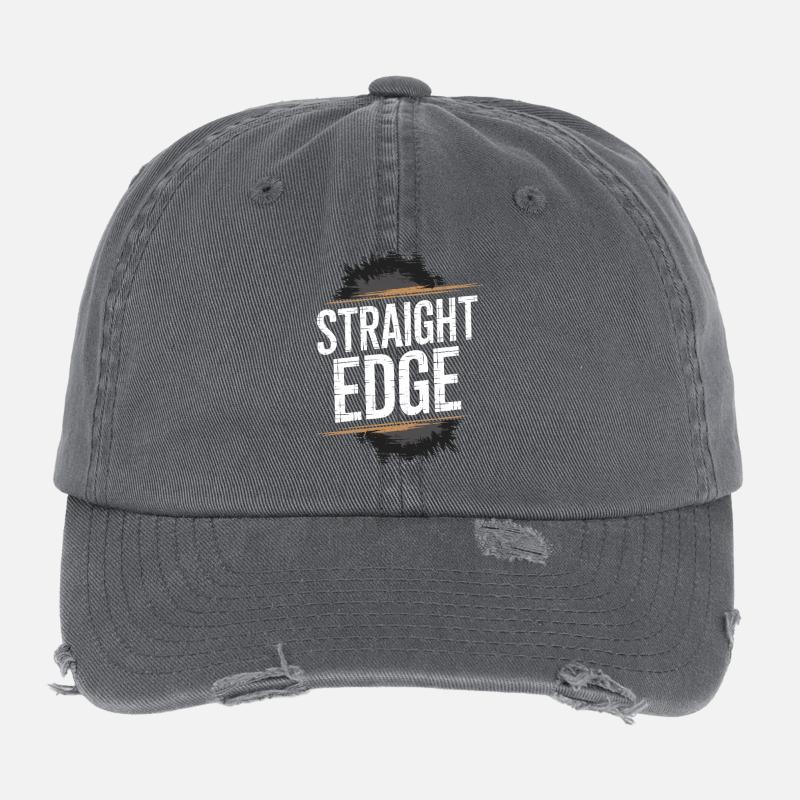 Straight Edge Lettering for Straight Edger Life Flexfit Vintage Destroyed Cap