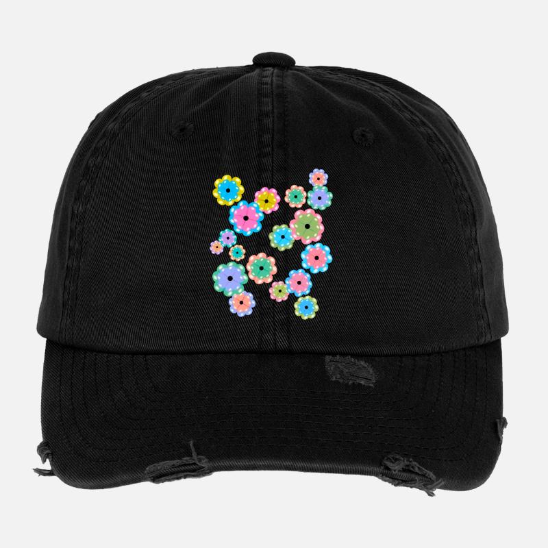 Printemps Début Printemps Fleurs Fleur Anniversaire Casquette vintage effet usé Flexfit