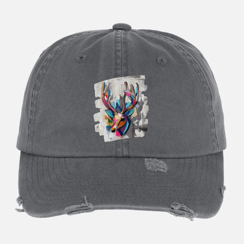 Deer with antlers Flexfit Vintage Destroyed Cap