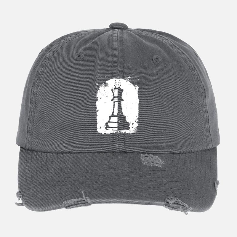Chess Pieces Drawing Flexfit Vintage Destroyed Cap