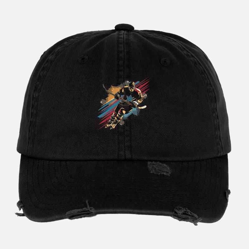 Eishockeyspieler Grafik Flexfit Vintage Destroyed Cap