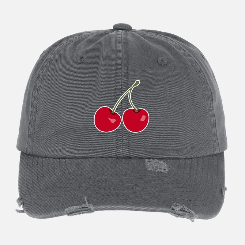 Cerise, Cerisier rouge Casquette vintage effet usé Flexfit