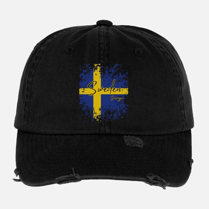 Fierté suédoise, drapeau de la Suède Casquette vintage effet usé Flexfit