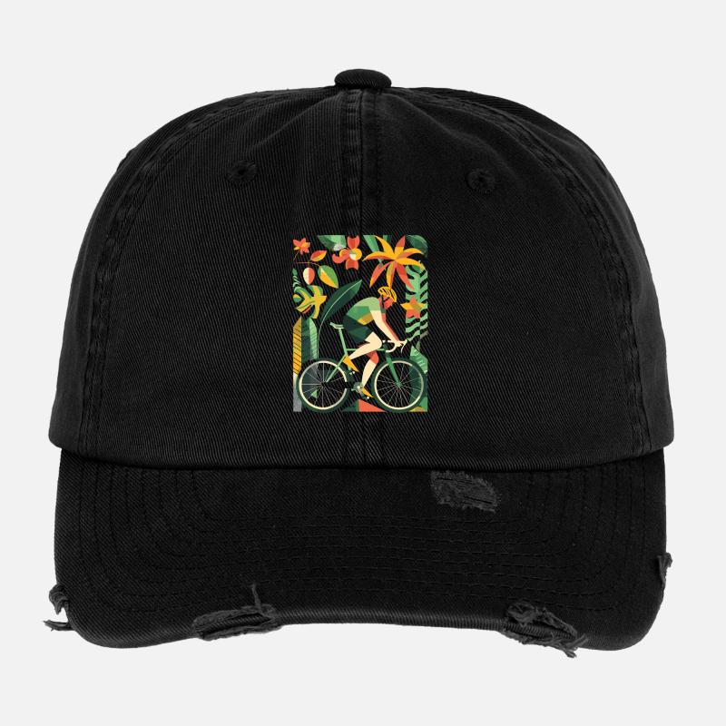 Fahrradfahrer Comic Look Flexfit Vintage Destroyed Cap
