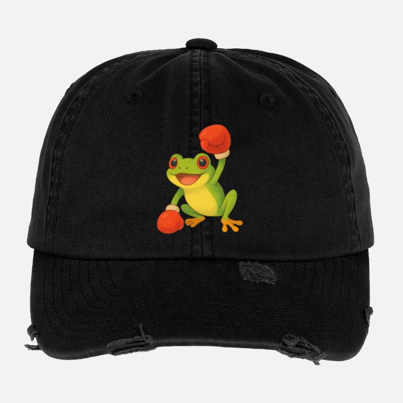 Grenouille avec des gants de boxe Casquette vintage effet usé Flexfit