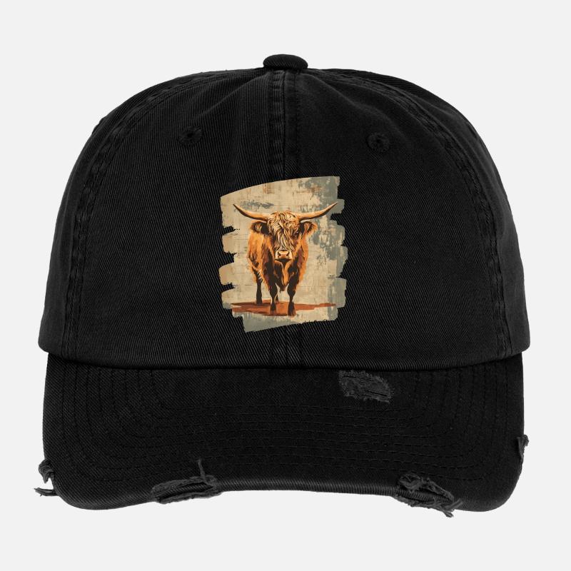Scottish Highland cattle Flexfit Vintage Destroyed Cap