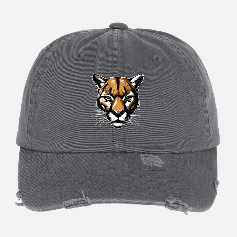Panther Leopard Big Cat Cute Big Cat Cats Flexfit Vintage Destroyed Cap