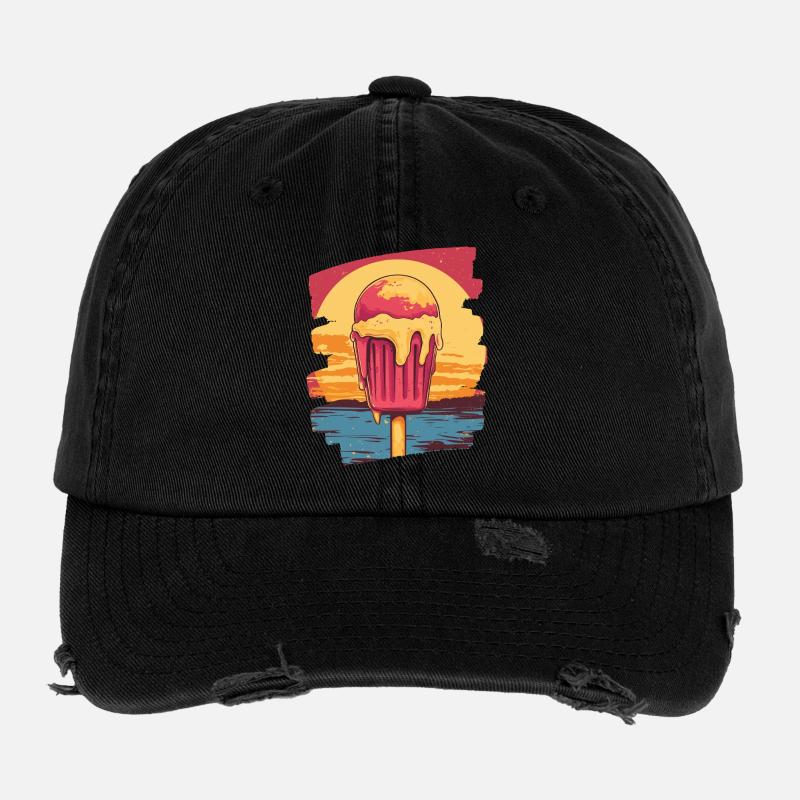 cream and cream scoop summer sunset Flexfit Vintage Destroyed Cap