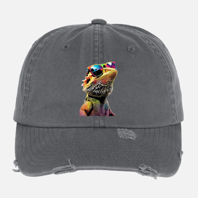 Bearded Dragon Lizard Bearded Dragon Cute Bearded Dragons Flexfit Vintage Destroyed Cap