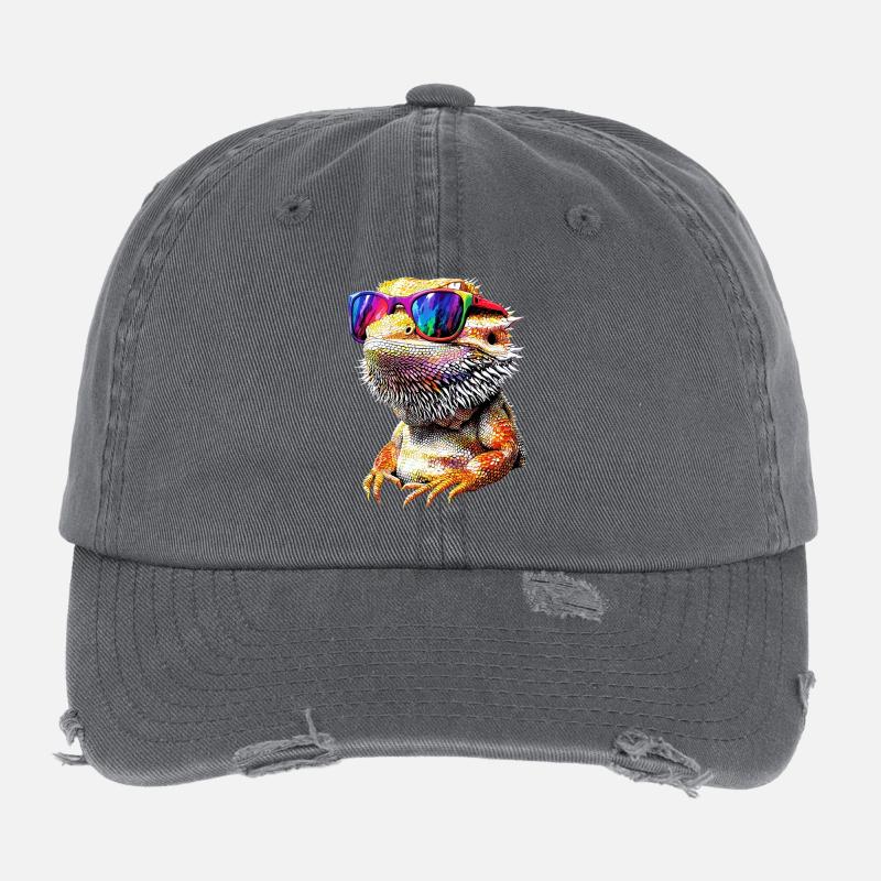 Bearded Dragon Lizard Bearded Dragon Cute Bearded Dragons Flexfit Vintage Destroyed Cap