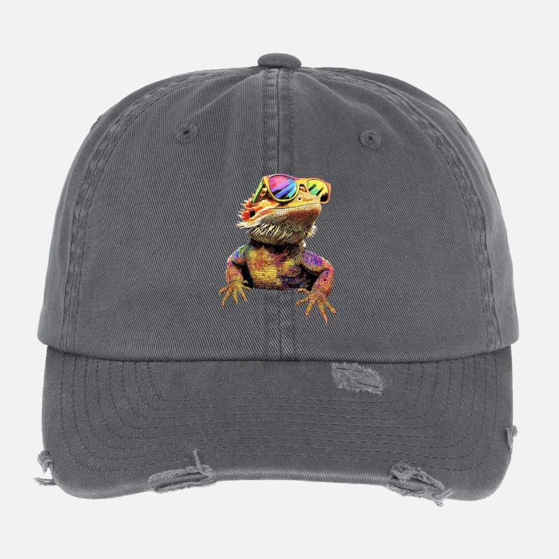 Bearded Dragon Lizard Bearded Dragon Cute Bearded Dragons Flexfit Vintage Destroyed Cap