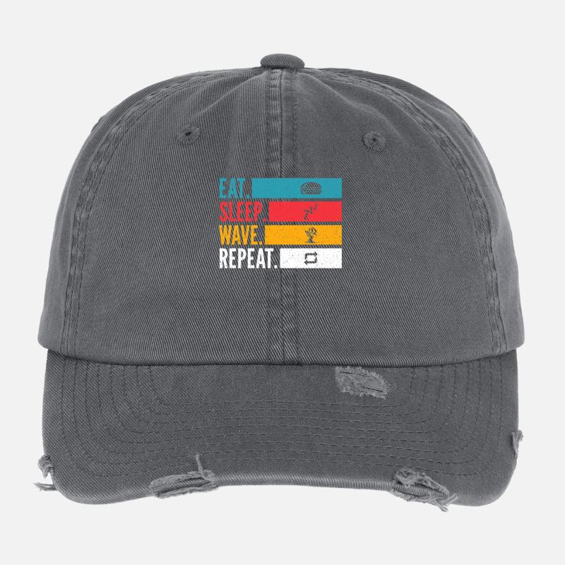 Eat Sleep Wave Repeat Tanz Design Flexfit Vintage Destroyed Cap