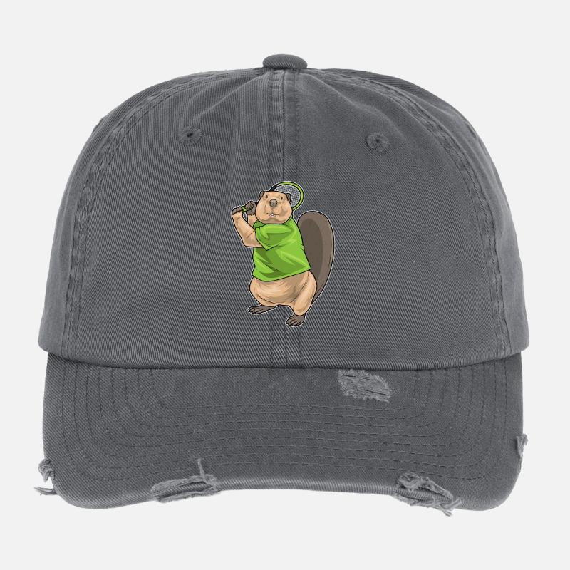 Beaver Tennis Rackets Flexfit Vintage Destroyed Cap