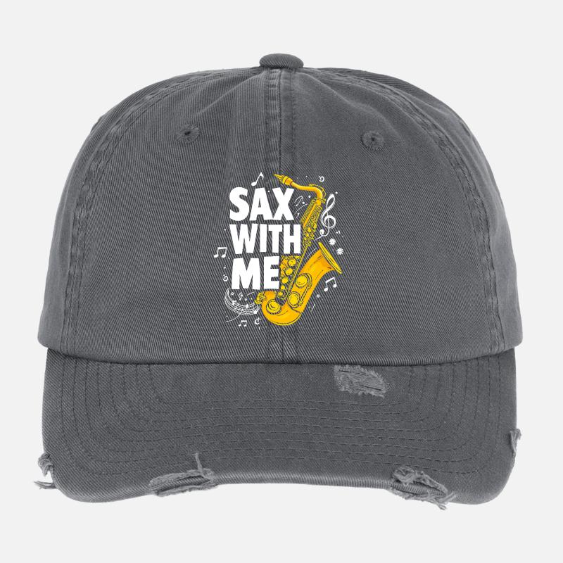 Saxophon - Sax with me Musikliebe Flexfit Vintage Destroyed Cap
